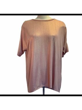 Justfab blush pink pearlescent cold shoulder top L